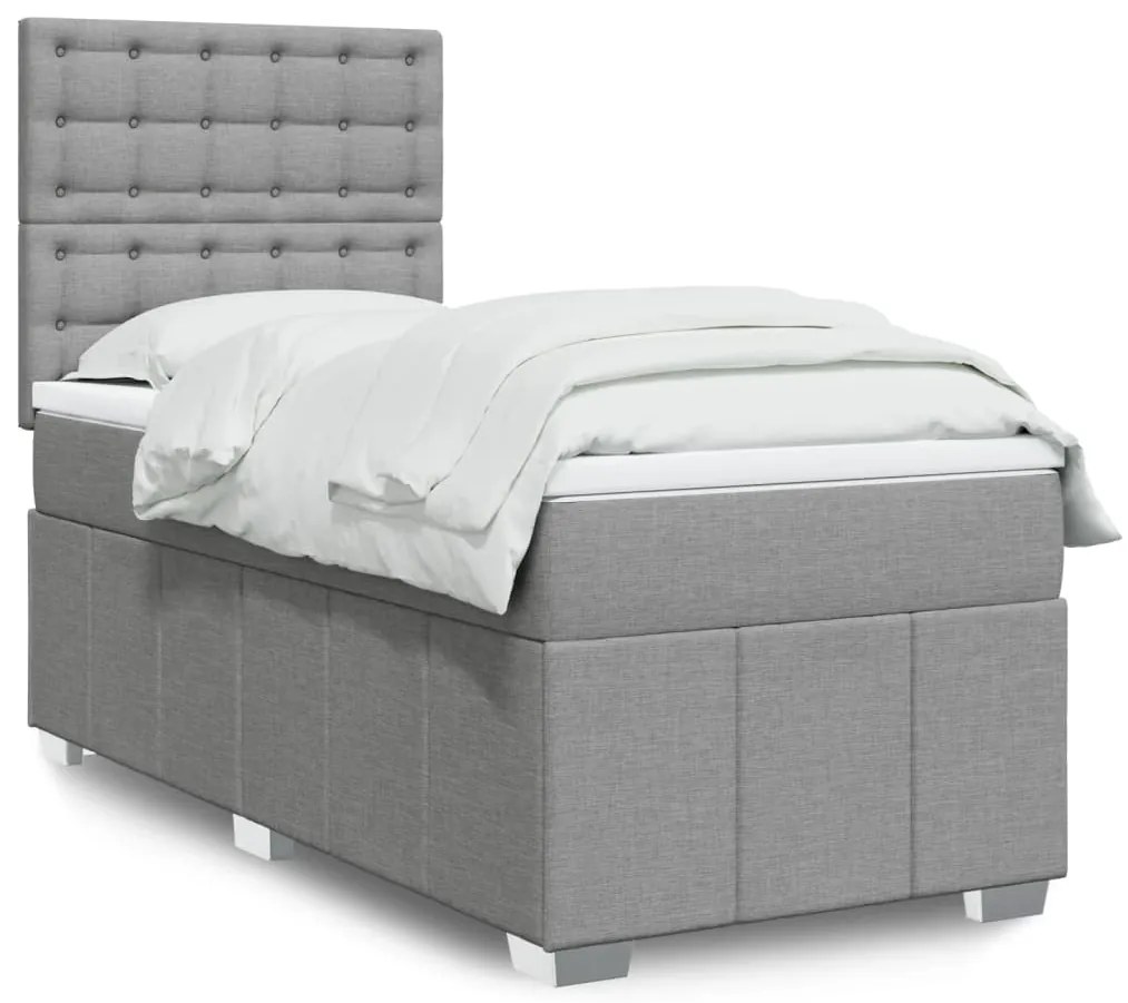 vidaXL Κρεβάτι Boxspring με Στρώμα Ανοιχτό Γκρι 80x200 εκ. Υφασμάτινο