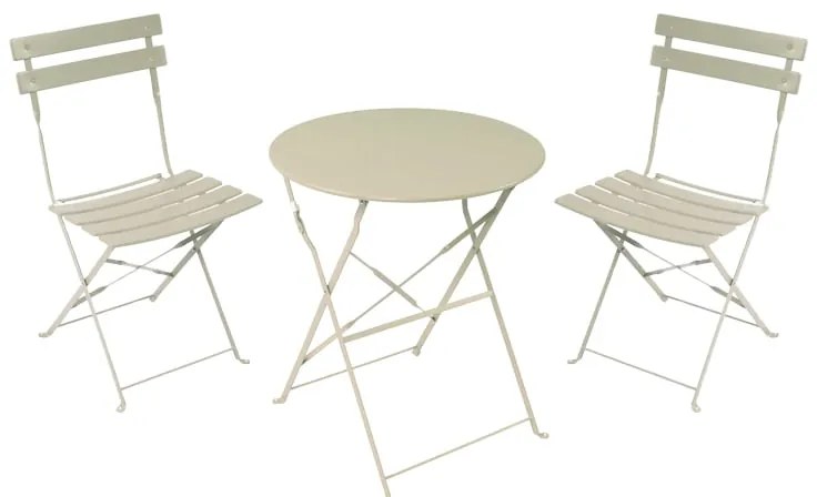 Τραπεζαρία Bistro pakoworld σετ 3τεμ μεταλλική αναδιπλούμενη σε μπεζ απόχρωση Φ60x71εκ