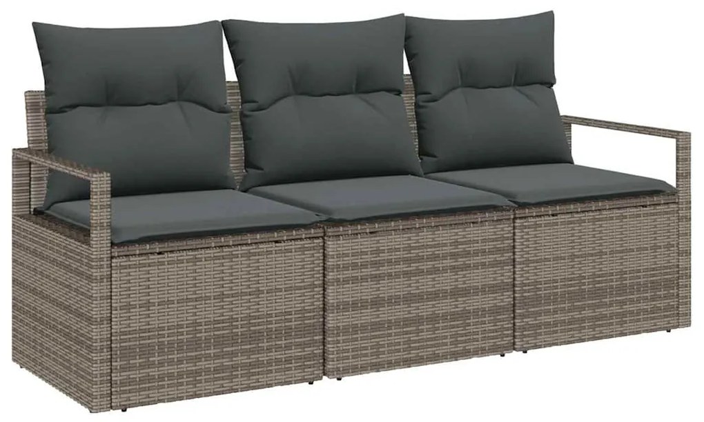 vidaXL Σετ Καναπέ Κήπου 3 pcs Γκρι Πολυ ράταν
