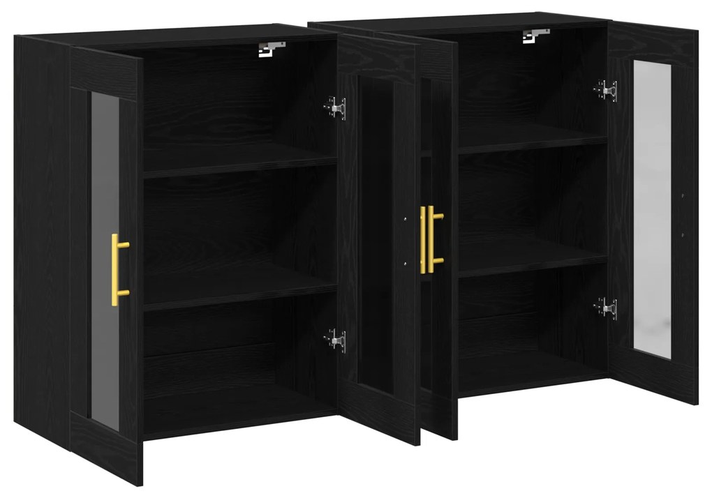vidaXL Τοίχου Ντουλάπες 2 τεμ Μαύρη Δρυς 69,5x34x90 εκ Επεξεργασμένο Ξύλο