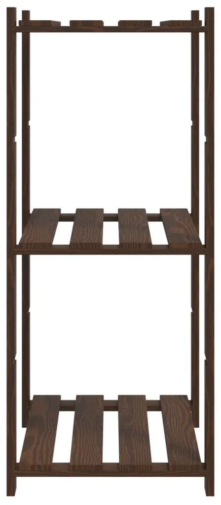 vidaXL Ραφιέρα με 3 Ράφια Καφέ 60 x 38 x 90 εκ. από Μασίφ Ξύλο Πεύκου
