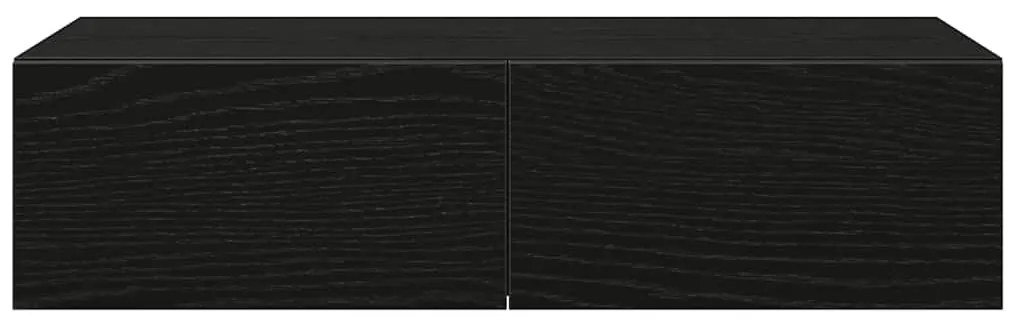 Ράφι τοίχου με συρτάρια Μαύρο 60x26,5x15 cm Ξύλινη κατασκευή - Μαύρο