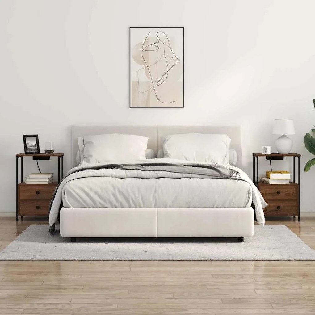 vidaXL Κομοδίνο με Σταθμό Φόρτισης 2 pcs Καφέ δρυς Επεξεργασμένο ξύλο