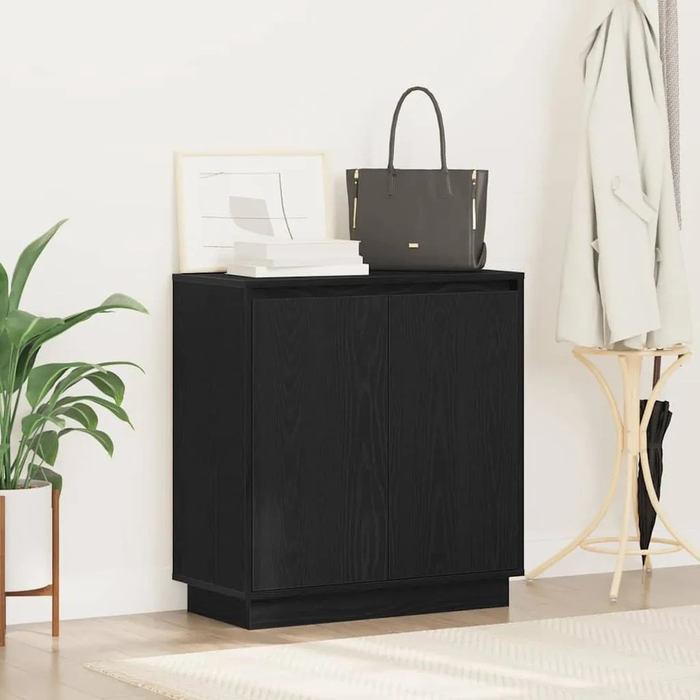 vidaXL Κομοδίνο Μαύρη Οξυά 71 x 34.5 x 75 εκ. Επεξεργασμένο ξύλο