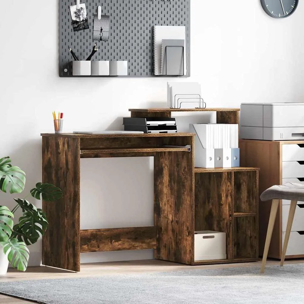 vidaXL Γραφείο με Αποθήκευση Καπνιστή Δρυς 120.5x44x88.5 εκ. Επεξεργασμένο Ξύλο