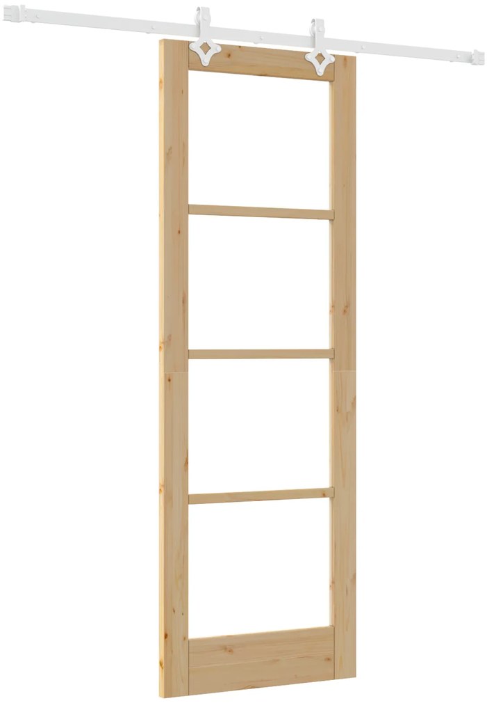 vidaXL Συρόμενη Πόρτα με Σετ Εξαρτημάτων 73.5x211 cm Συμπαγές Ξύλο Πεύκου