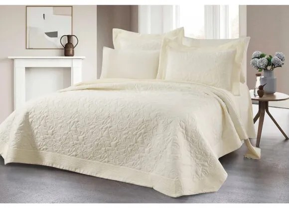 Beauty Home Σετ κουβερλί υπέρδιπλο Rose Art 12500 230x250 Εκρού
