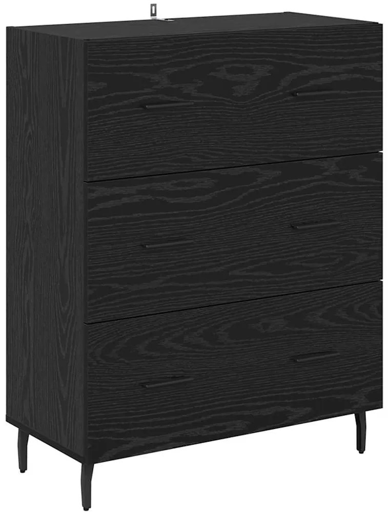 vidaXL Highboard Μαύρη Οξυά 69,5 x 34 x 180 εκ. Σύνθετο Ξύλο και Γυαλί
