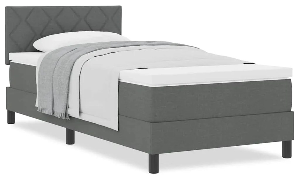 vidaXL Κρεβάτι box spring με στρώμα Σκούρο Γκρι 90 x 190 cm ύφασμα