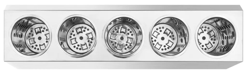 vidaXL Βάση για Μαχαιροπίρουνα 5 Θέσεων Ορθογώνια από Ανοξ. Ατσάλι