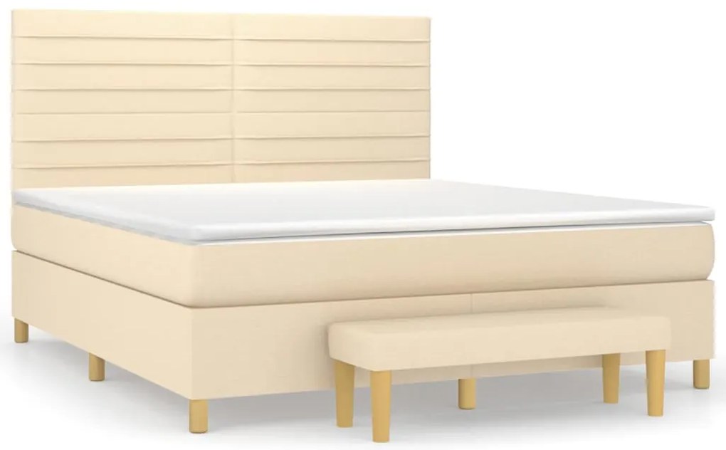vidaXL Κρεβάτι Boxspring με Στρώμα Κρεμ 180x200 εκ. Υφασμάτινο