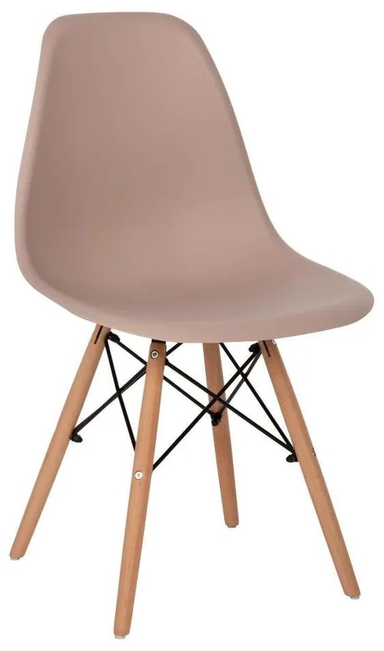 Καρέκλα Με κάθισμα Twist PP HM8460.35 46x50x82cm Cappuccino-Beige Σετ 4τμχ Wood, Polypropylene