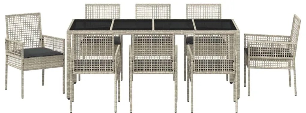 vidaXL Σέτ φαγητού για κήπο 9 pcs Ανοιχτό γκρι συνθετικό ρατάν