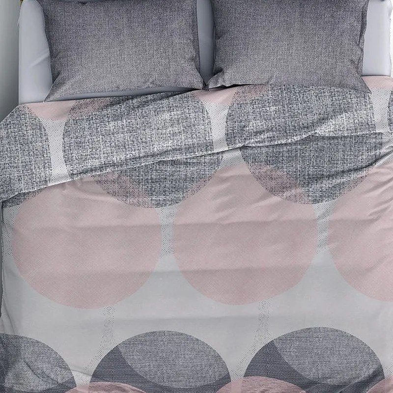 Σετ παπλωματοθήκη Leron Cotton Box 4 τμχ Διπλή (200x220) χρώμα γκρι