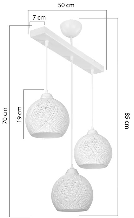 Φωτιστικό οροφής τρίφωτο PWL-0973 II pakoworld Ε27 λευκό 50x18x85εκ (1 τεμάχια)