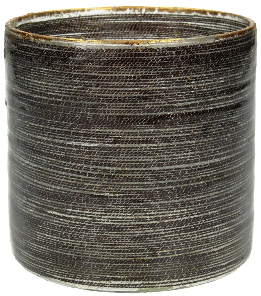 Κηροπήγιο ArteLibre Κορδόνι Καφέ Γυαλί 10x10x11cm