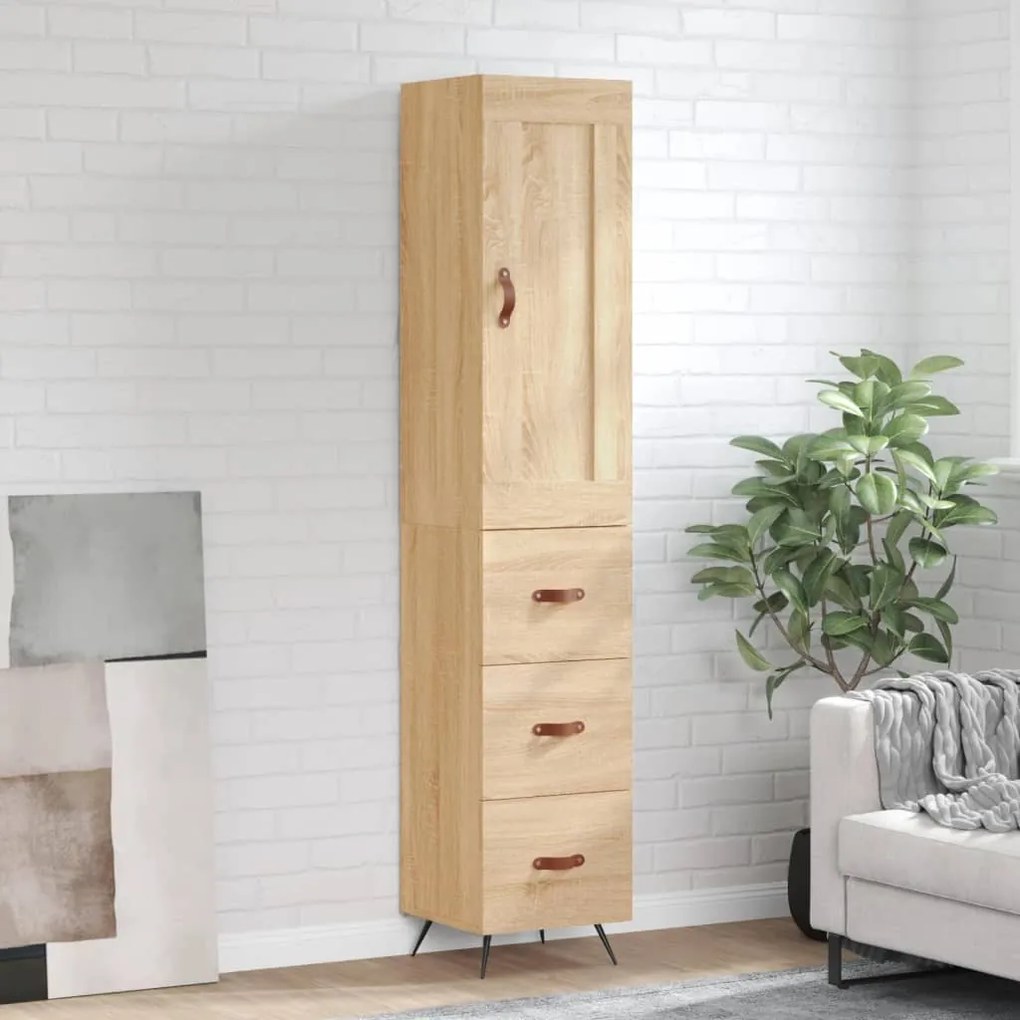 vidaXL Μπουφές Sonoma δρυς 34,5 x 34 x 180 εκ. από Επεξεργασμένο Ξύλο