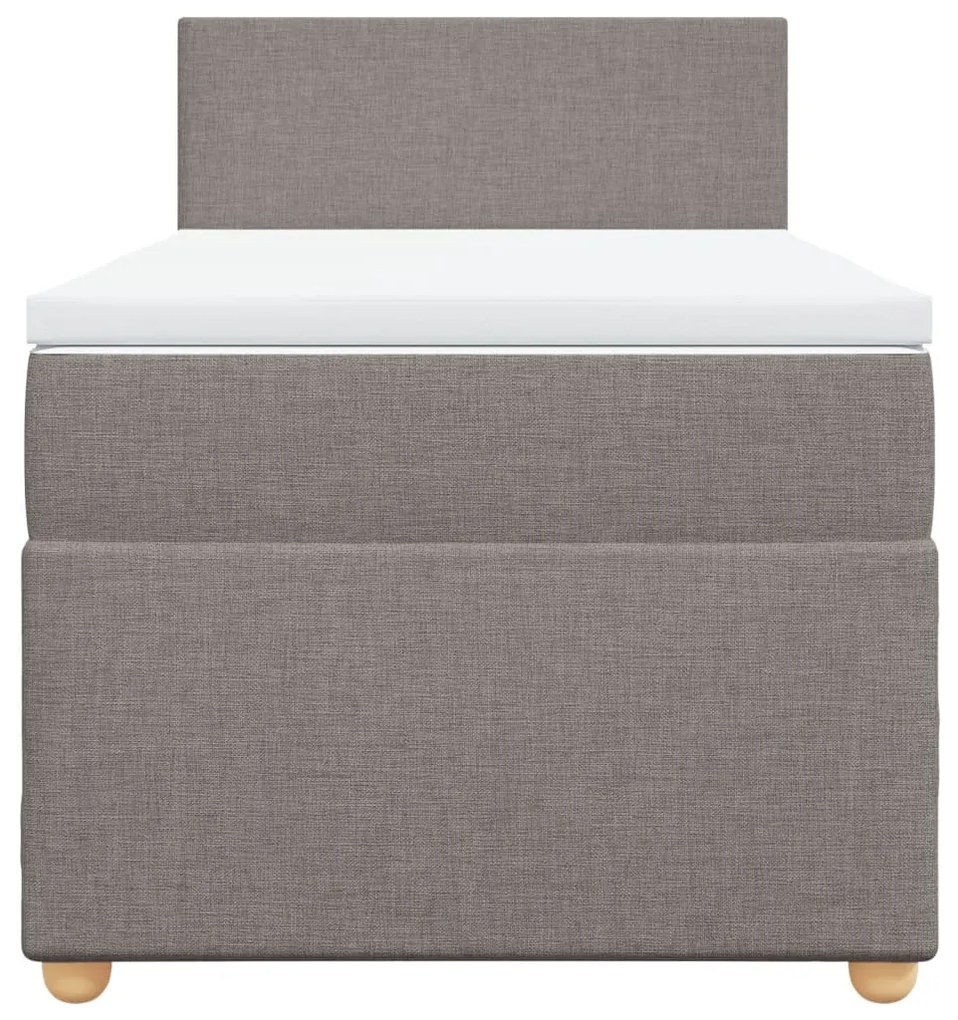 Κρεβάτι Boxspring με Στρώμα Taupe 100 x 200 εκ. Υφασμάτινο - Μπεζ-Γκρι