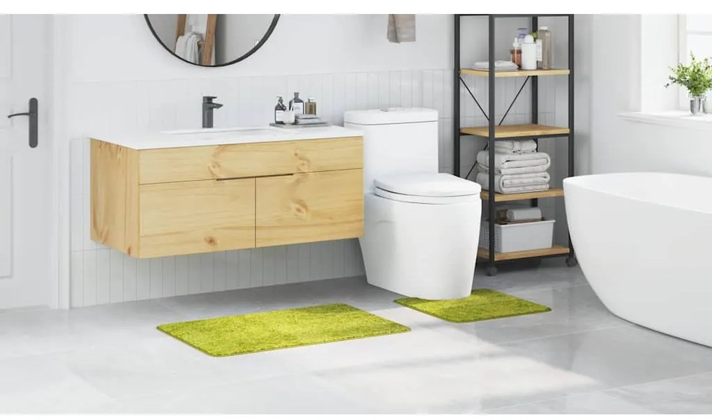 vidaXL Σετ Μάτ Μπάνιου Αντιολισθητικό 2 pcs Πράσινο PP