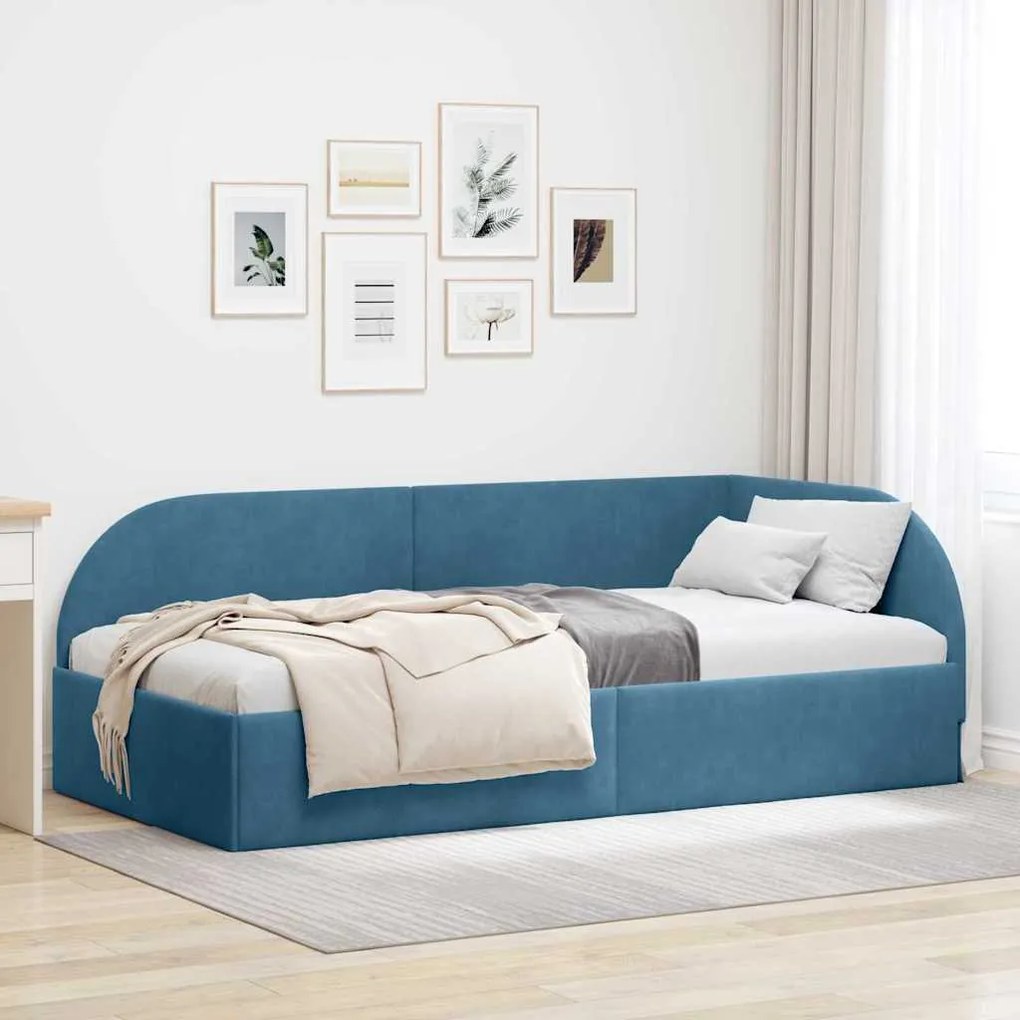 vidaXL Κρεβάτι Γωνίας με κεφαλάρι Μπλε 80 x 200 cm Βελούδο