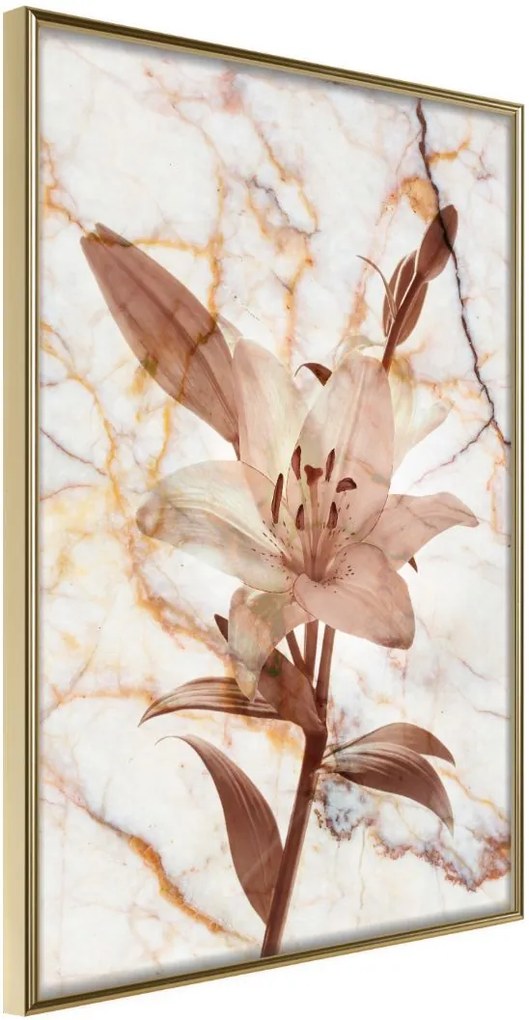 Αφίσα - Lily on Marble Background - 30x45 - Χρυσό - Χωρίς πασπαρτού