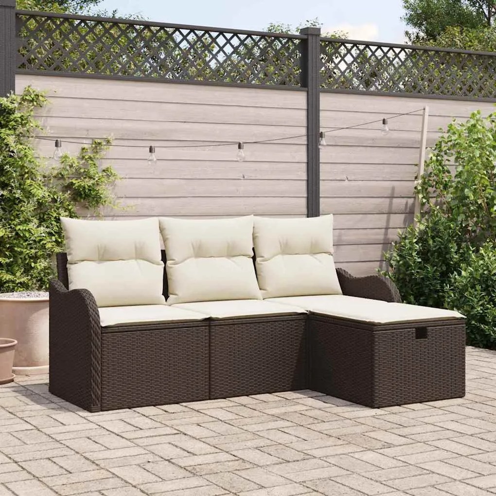 vidaXL Σετ Καναπέ Κήπου 4 pcs Καφέ και κρεμ 176 x 117 x 85 εκ
