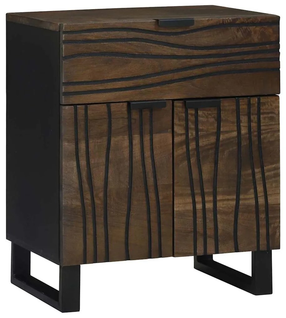 vidaXL Κομοδίνο με συρτάρι Καρυδιά 50 x 33 x 60 εκ Μασίφ ξύλο ακακίας