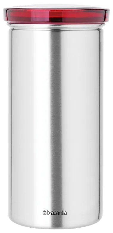 Brabantia 646986 Βάζο για 18 κάψουλες καφέ Matt Steel Fingerprint Proof, Red Lid