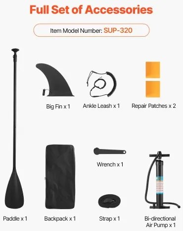 VEVOR Inflatable Stand Up Paddle Board 3.23m Sup Surfboard with Paddle Accessory