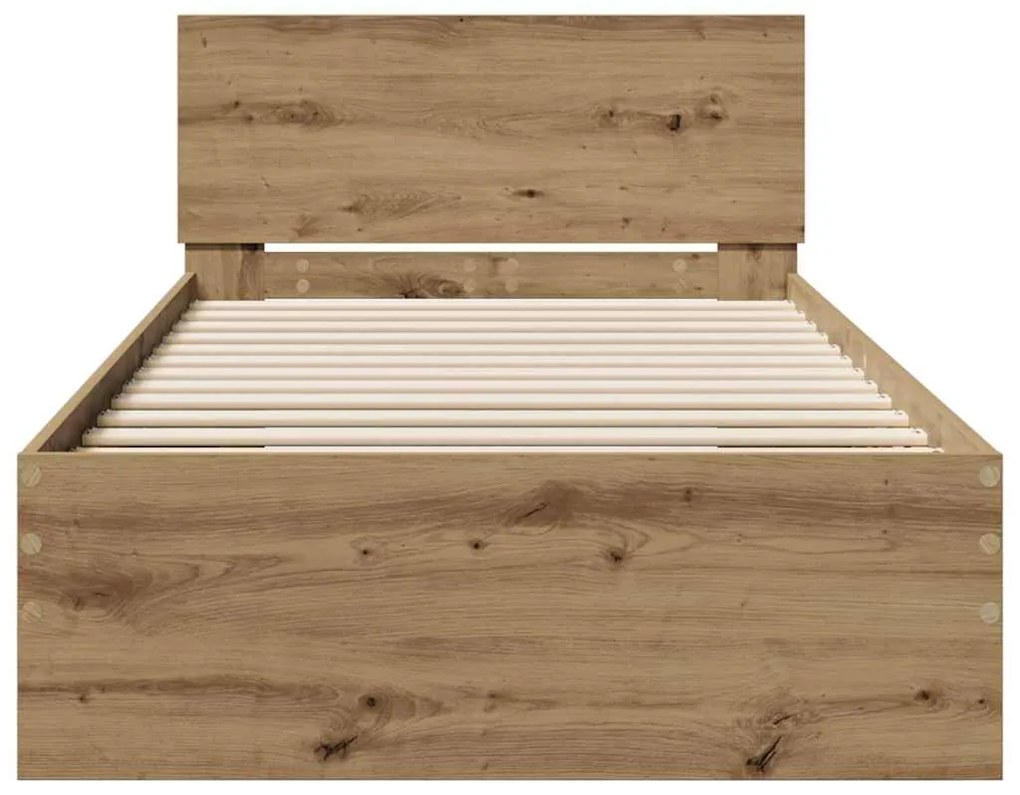 vidaXL Σκελετός Κρεβατιού artisan δρυς 90 x 200 cm Επεξεργασμένο ξύλο