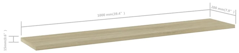 vidaXL Ράφια Βιβλιοθήκης 4 τεμ. Sonoma Δρυς 100x20x1,5 εκ. Μοριοσανίδα