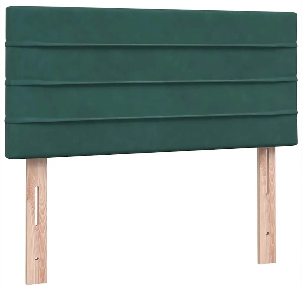 vidaXL Box Spring κρεβάτι με στρώμα σκούρο πράσινο 80x220εκ. Βελούδινο
