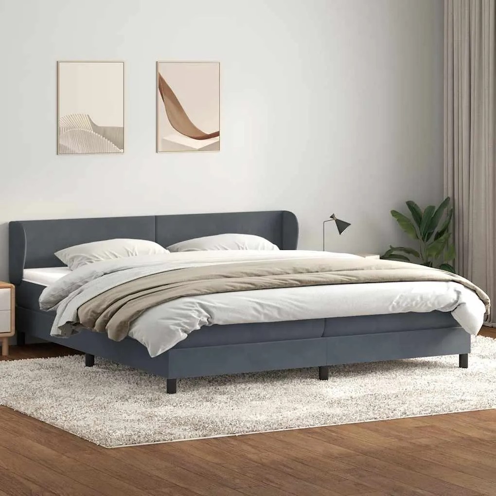 BOX SPRING ΚΡΕΒΑΤΙ ΜΕ ΣΤΡΩΜΑΤΑ ΣΚΟΥΡΟ ΓΚΡΙ 200X220 CM ΒΕΛΟΥΔΙΝΟ 3317416