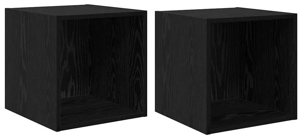 vidaXL Ντουλάπα Τοίχου με ράφι 2 pcs Μαύρη Οξυά 37 x 37 x 37 εκ