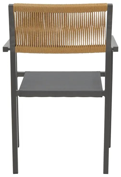 Καρέκλα - Πολυθρόνα αλουμινίου Savor στοιβαζόμενη ανθρακί σκελετός-textilene φυσικό rattan 55x58x63 εκ. 55x58x83 εκ.