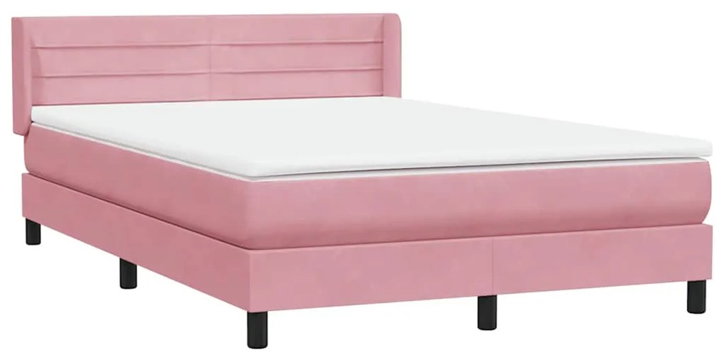 vidaXL Κρεβάτι Boxspring με Στρώμα Ροζ 160x210 εκ. Βελούδινο