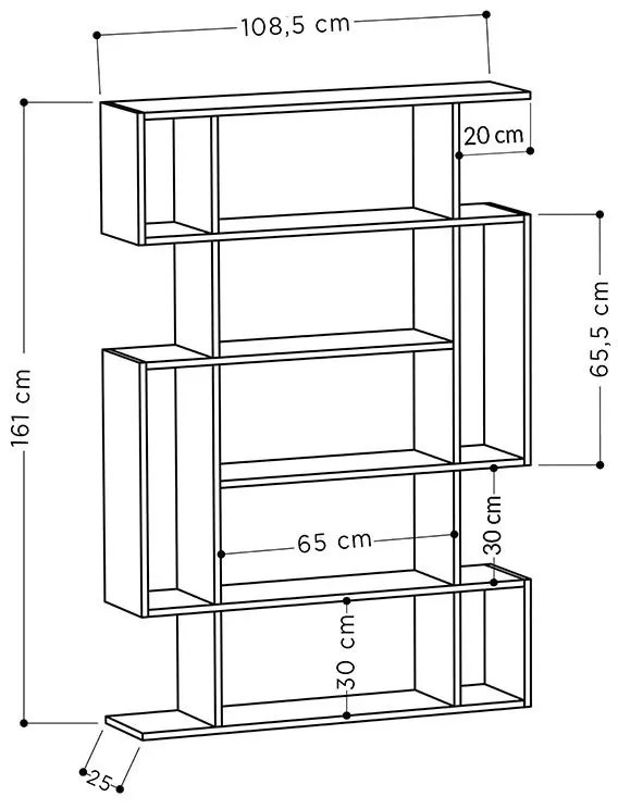 Βιβλιοθήκη MITO σε χρώμα φυσικό-ανθρακί 108,5x25,5x161εκ 108.5x25.5x161 εκ.