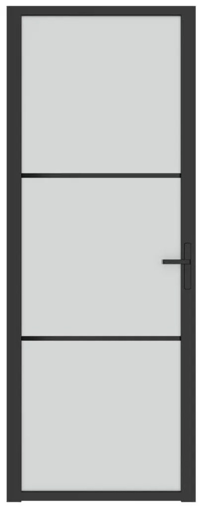 Εσωτερική Πόρτα 76x201,5 εκ. Μαύρο Ματ Γυαλί και Αλουμίνιο - Μαύρο