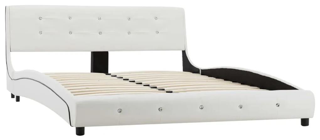 vidaXL Κρεβάτι Λευκό 140 x 200 εκ. από Συνθετικό Δέρμα με Στρώμα