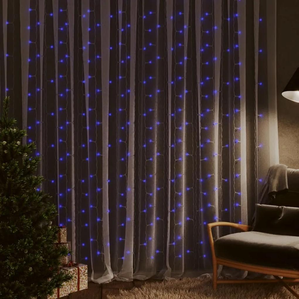 vidaXL Κουρτίνα LED Φωτάκια 300 LED Μπλε 3 x 3 μ. 8 Λειτουργίες