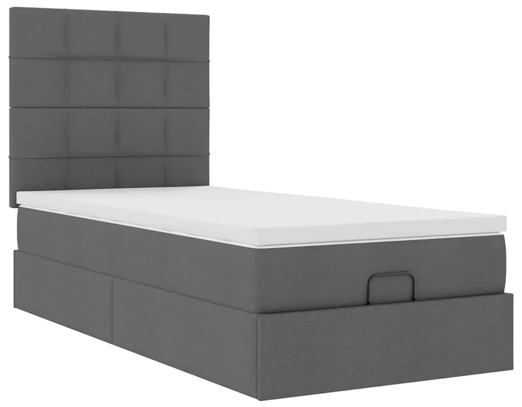 Οθωμανικό κρεβάτι με στρώμα σκούρο γκρι 90x190cm ύφασμα 3313120
