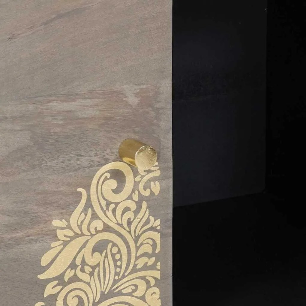 vidaXL Πλαϊνό γραφείο με ράφι με πόρτα Γκρι και Χρυσό 80 x 33 x 75 εκ