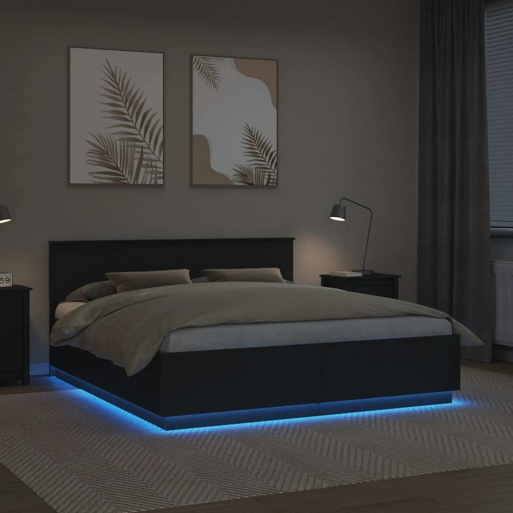 vidaXL Σκελετός Κρεβατιού Μαύρο 180 x 200 cm Επεξεργασμένο ξύλο