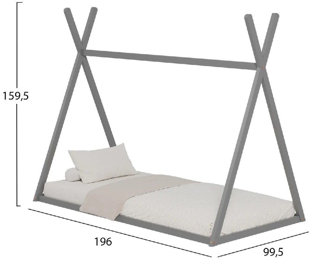 ΚΡΕΒΑΤΙ ΠΑΙΔΙΚΟ MUNK HM681.05 τ.MONTESSORI ΜΑΣΙΦ ΞΥΛΟ ΠΕΥΚΟΥ ΓΚΡΙ- 190x90εκ