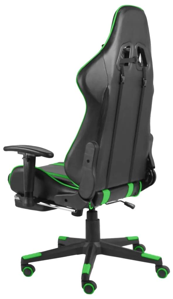 vidaXL Καρέκλα Gaming Περιστρεφόμενη με Υποπόδιο Πράσινη PVC