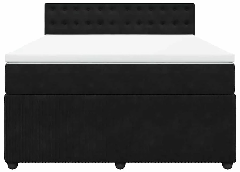vidaXL Κρεβάτι Boxspring με Στρώμα Μαύρο 140x200 εκ. Βελούδινο