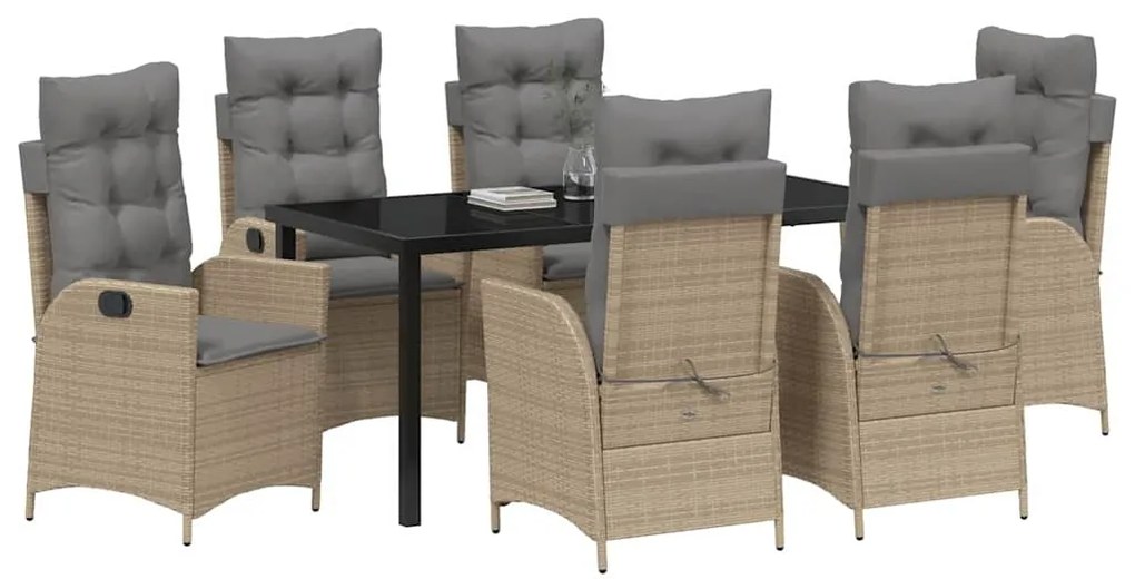 vidaXL Σέτ φαγητού για κήπο 7 pcs Μπεζ συνθετικό ρατάν