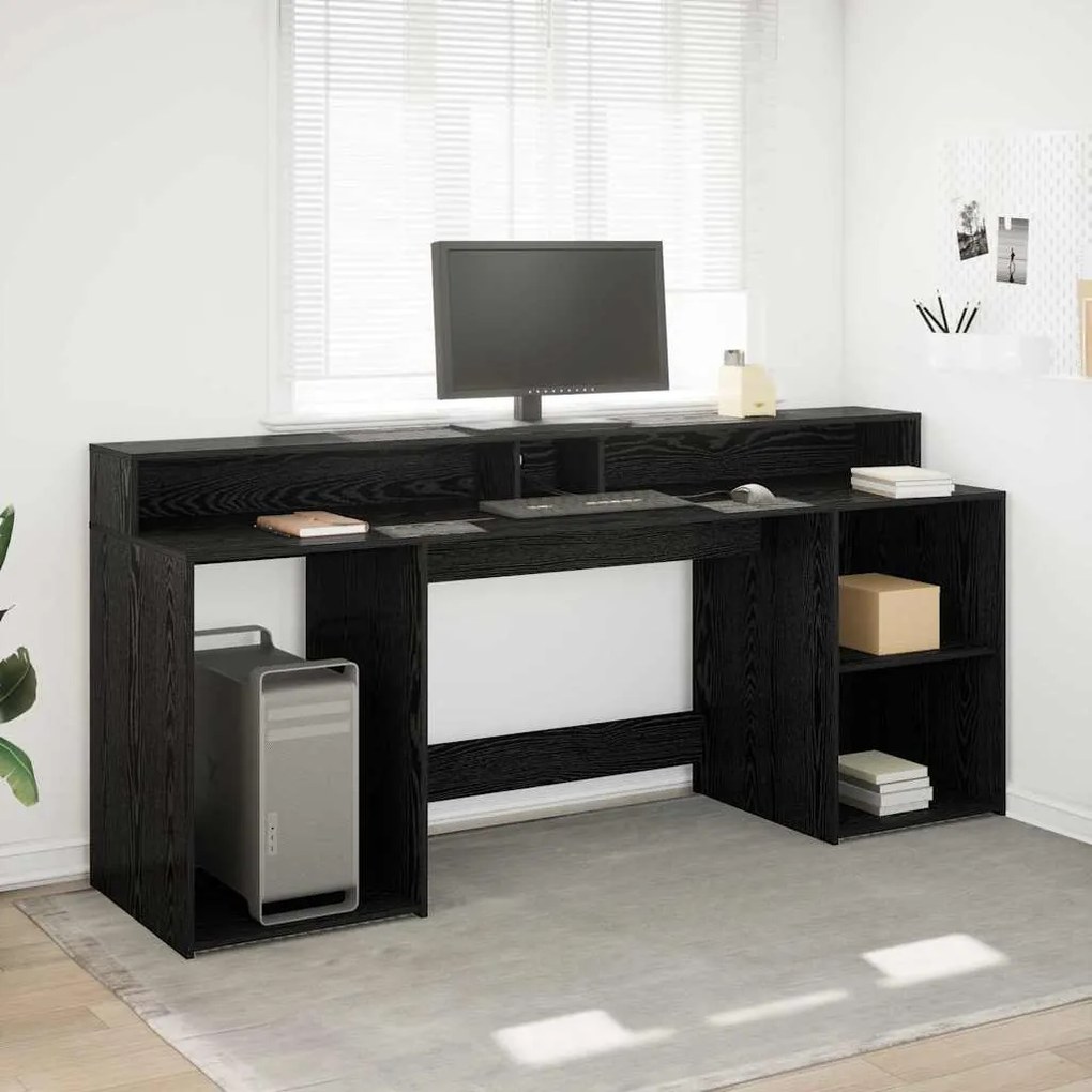 vidaXL Γραφείο Μαύρη Δρυς 200x55x91 cm Επεξεργασμένο Ξύλο