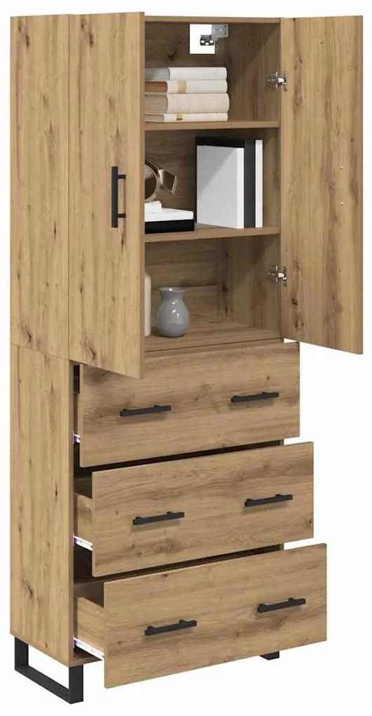 vidaXL Highboard με συρτάρι 2 pcs Artisan Oak Σύνθετο Ξύλο και Γυαλί
