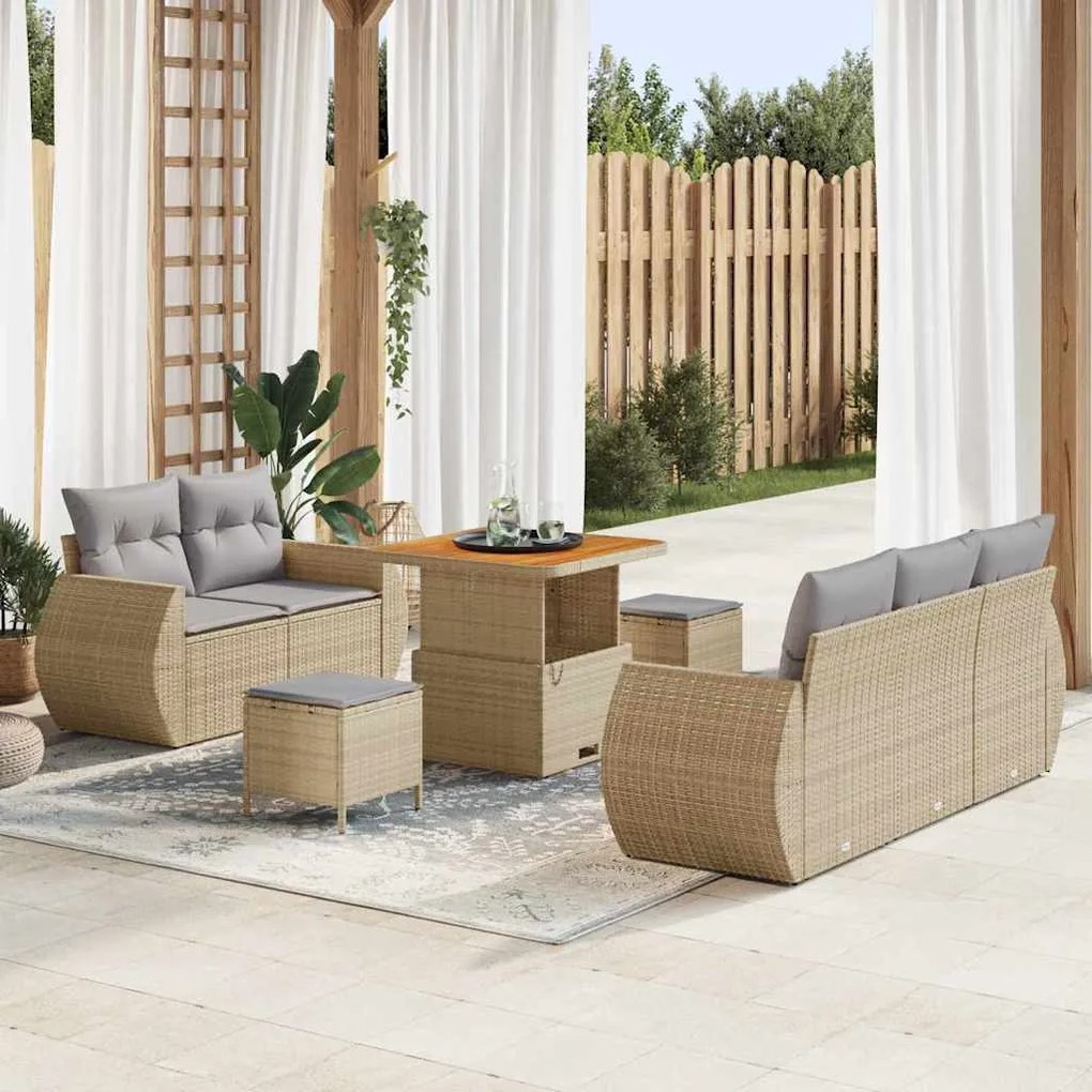 vidaXL Σετ Σαλονιού Κήπου 8 pcs μπεζ και ανοιχτό γκρι 80 x 80 x 71 cm